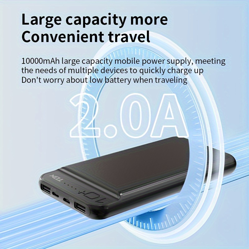 

Chargeur portable USB-C de 10000mAh, batterie externe universelle, batterie au polymère de lithium rechargeable, compatible avec iPhone, iPad, Samsung, appareils intelligents Android