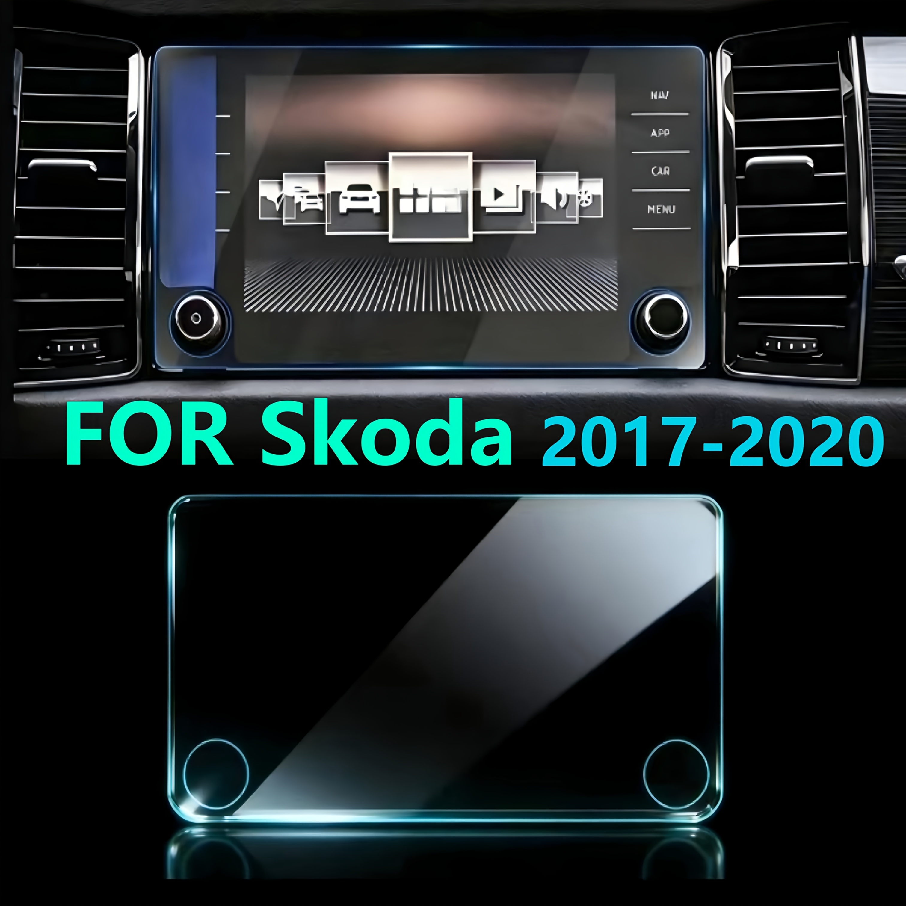 E-shop Für Skoda 2017-2020 Zentralsteuerungs-Displayschutzfolie 9H Härte, universelle Passform, Touchscreen-Schutzfolie für Skoda 2017-2020, einfache