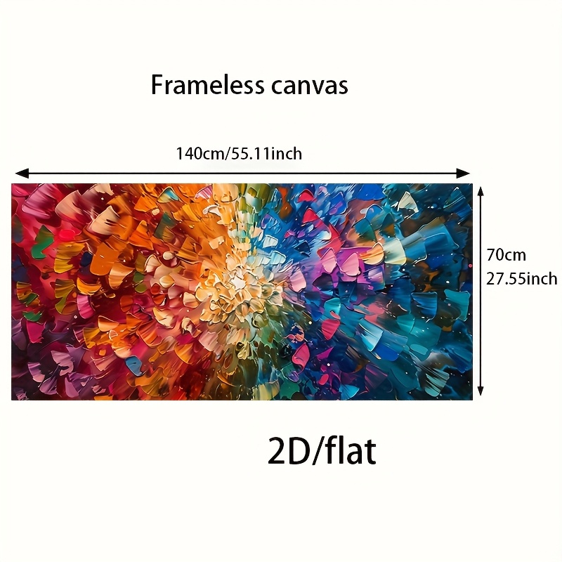 TEMU 2d/flat 1pc 27.55inch*55.11inch/70cm*140cm Frameless Modern Kaleidoscope Pattern Canvas Painting Art For Living Room Modern Canvas Poster For