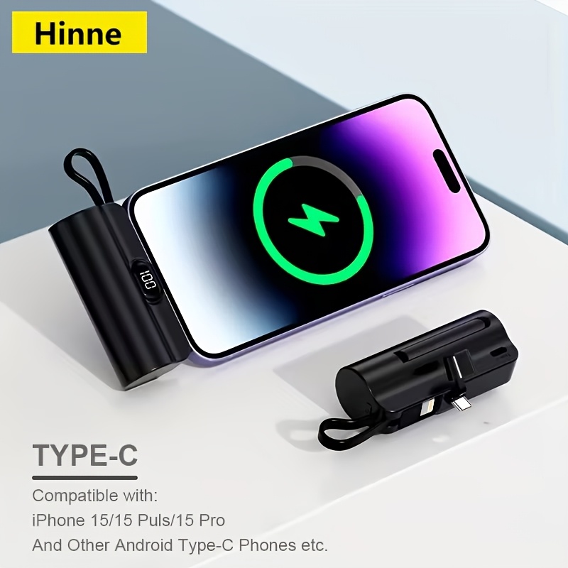 Image of Hinne 5000mah Mini Portable Charger, Usb Type-c, Compact Travel Charging Backup Battery Pack