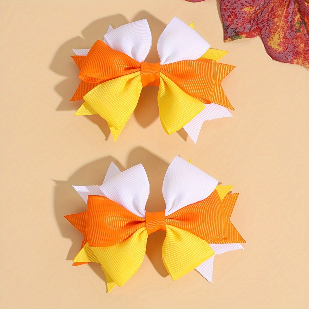 

2pcs & Thanksgiving Ribbon Bow Hair Clips For Girls - Cute Hair Accessories, Parties & Cosplay, 3.74x2.76 Inches