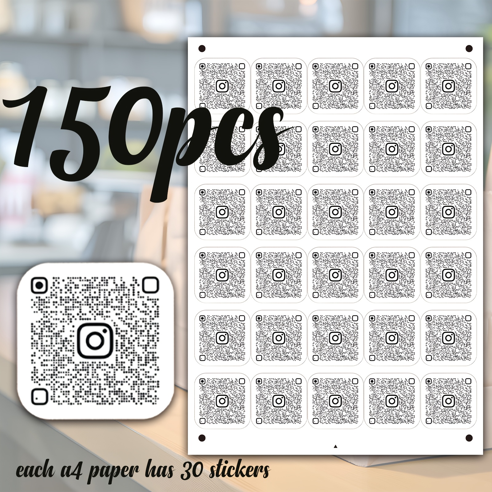 TEMU Etiquetas Personalizadas - Stickers Cuadrados a Medida, Etiqueta Promocional Personalizada con Código QR, Stickers Personalizados con Cualquier