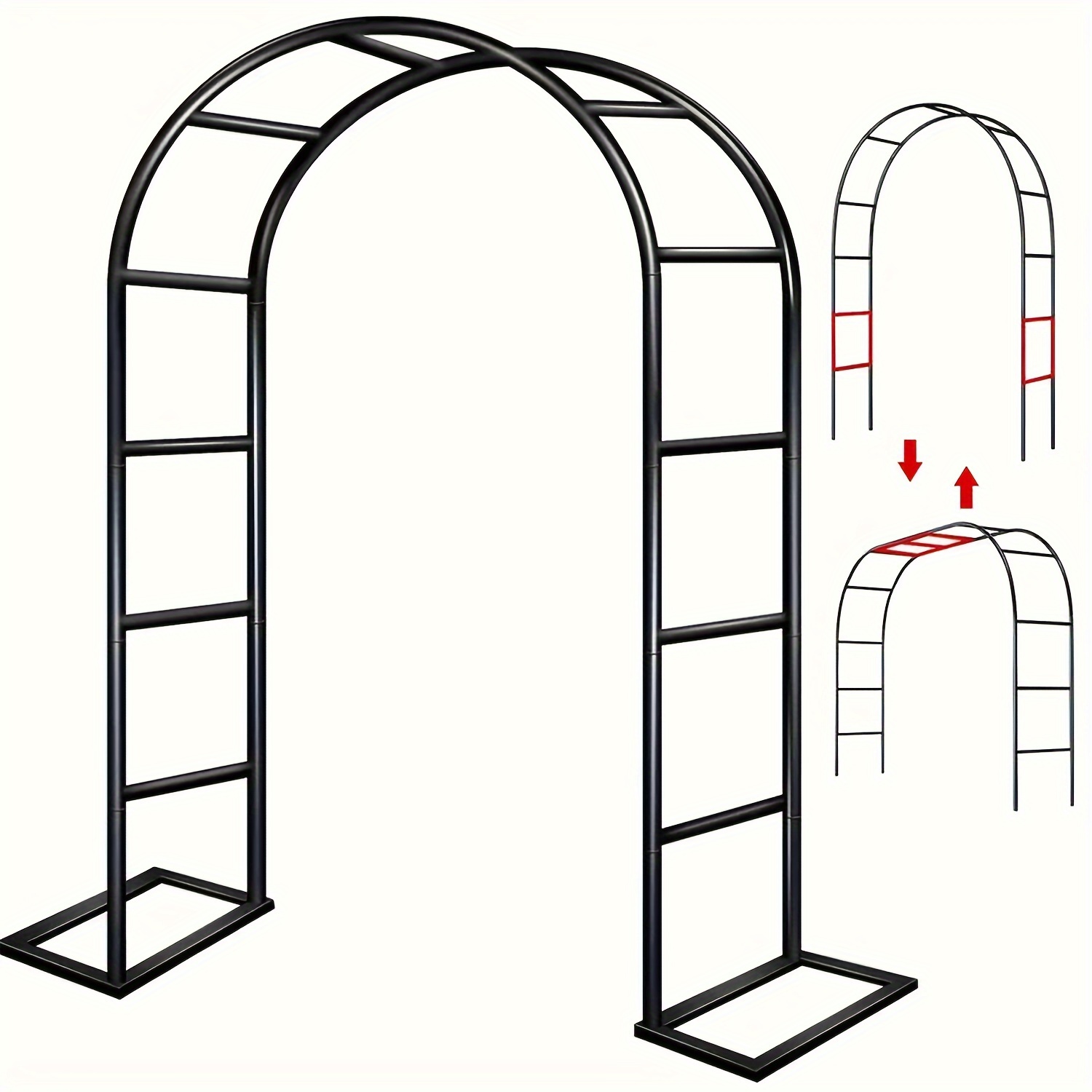 

1pc, Elegant Black Garden Arch, Multifunctional Metal Frame For Climbing Plants And Roses, Perfect Outdoor Decoration