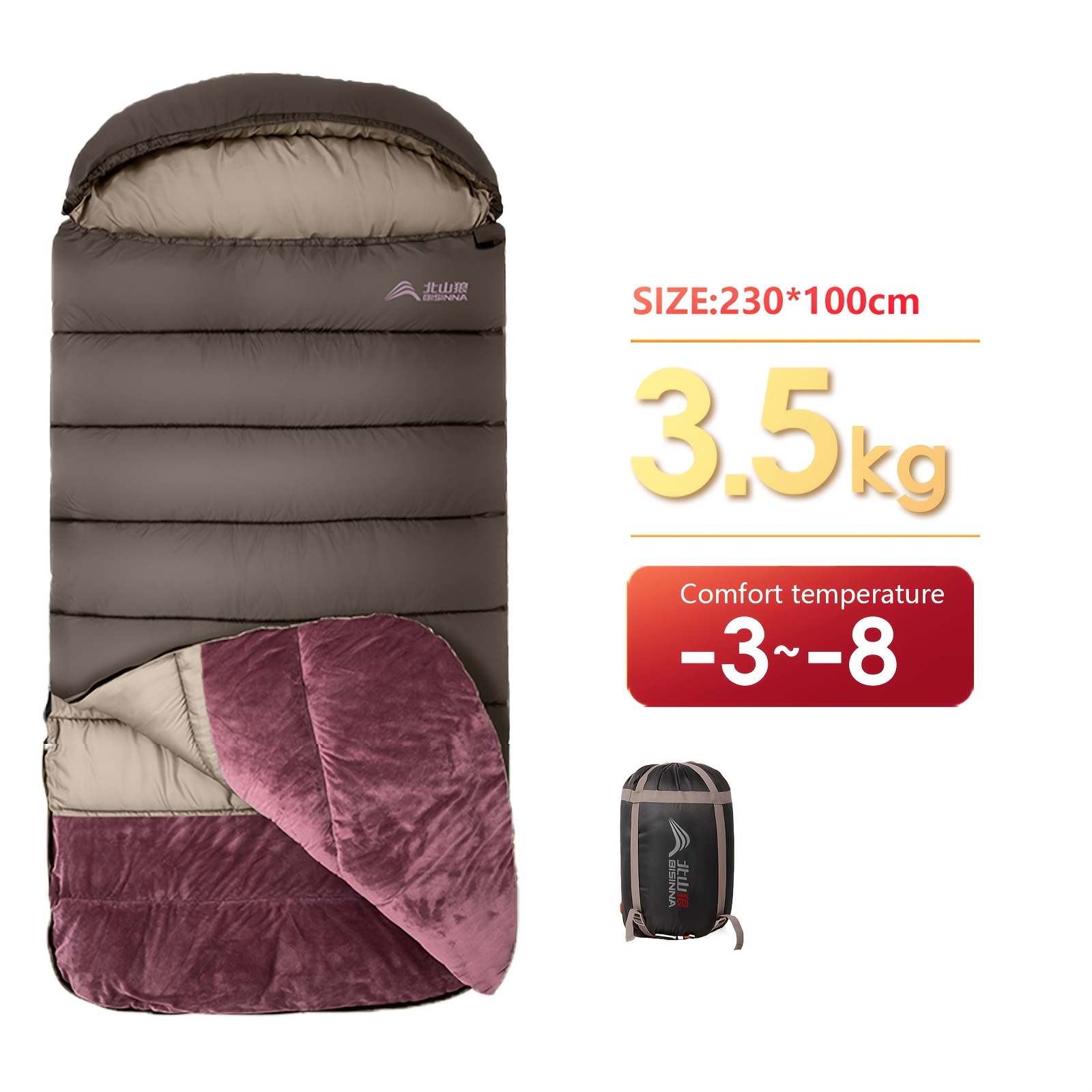 BISINNA Portable Camping Sleeping Bag for Adults, Lightweight 4-Season