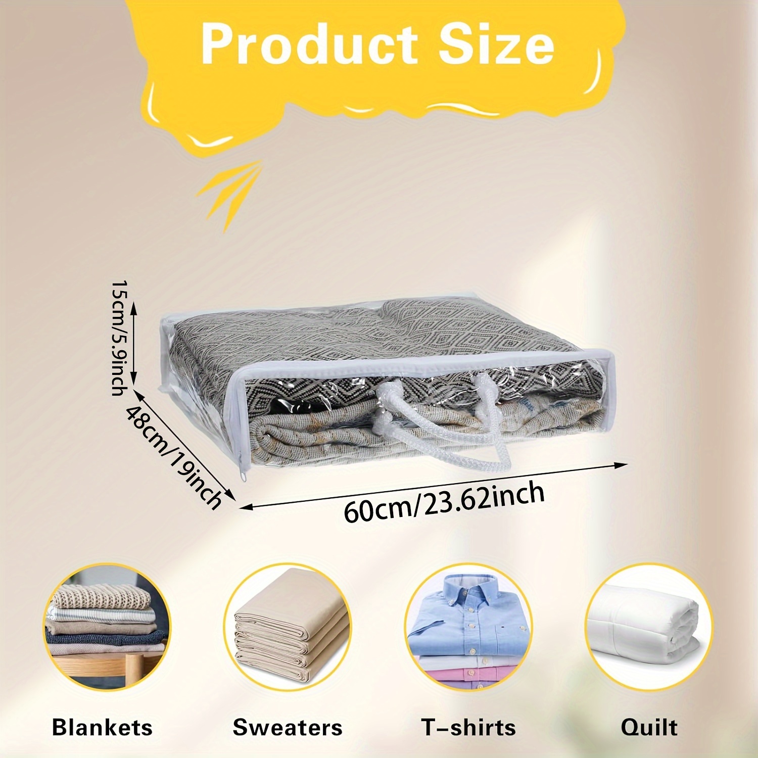 TEMU Clear Plastic Garment Storage Bags Zipper - 1 , Durable Pvc Organizer For Blankets, , Clothes, Bed Sheets - Closet Storage Solutions