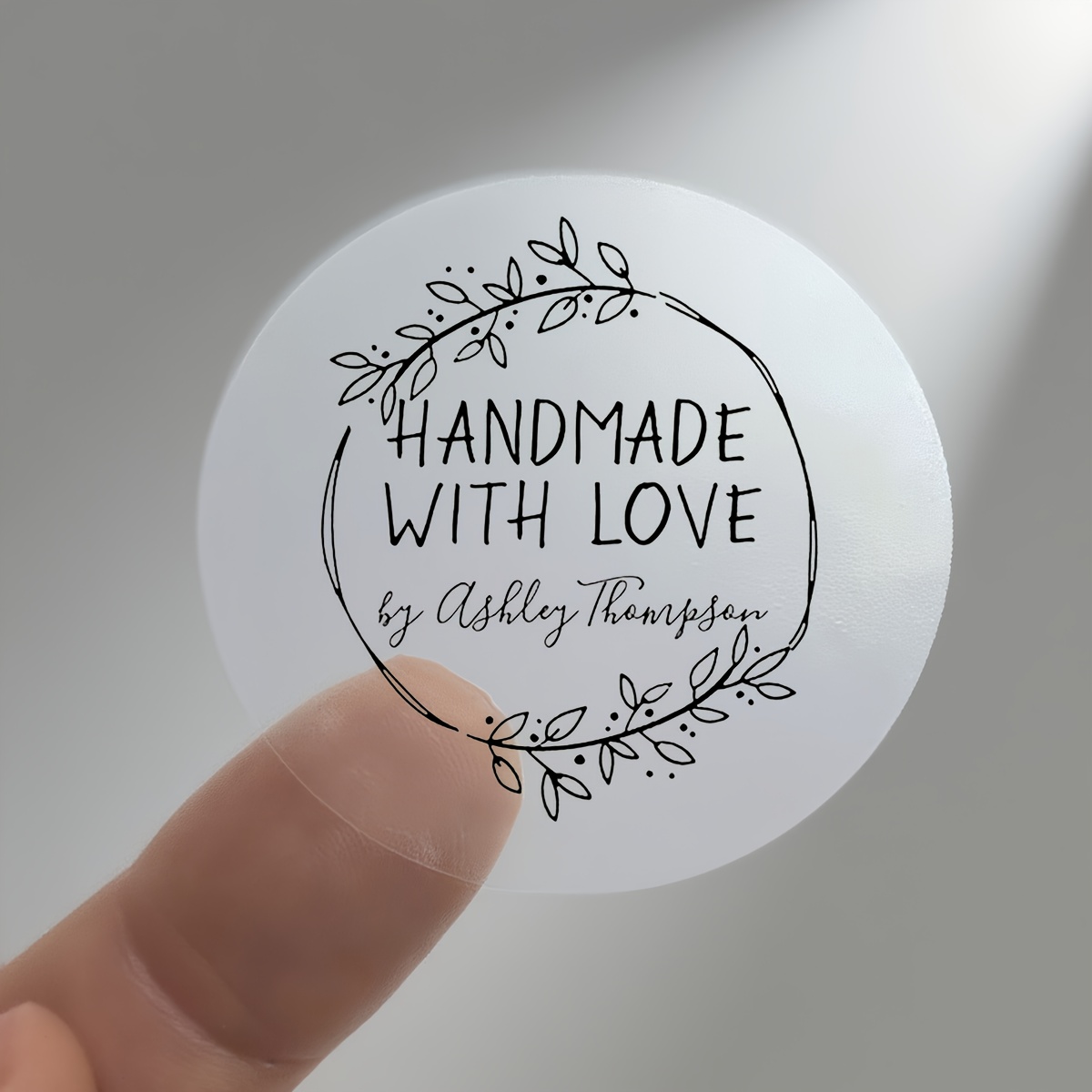 100pcs Personalized Handmade Wedding Labels, Custom Round Transparent Black Tags And Message, Design, Self-adhesive Transparent Stickers, Suitable For Invitations, Envelopes