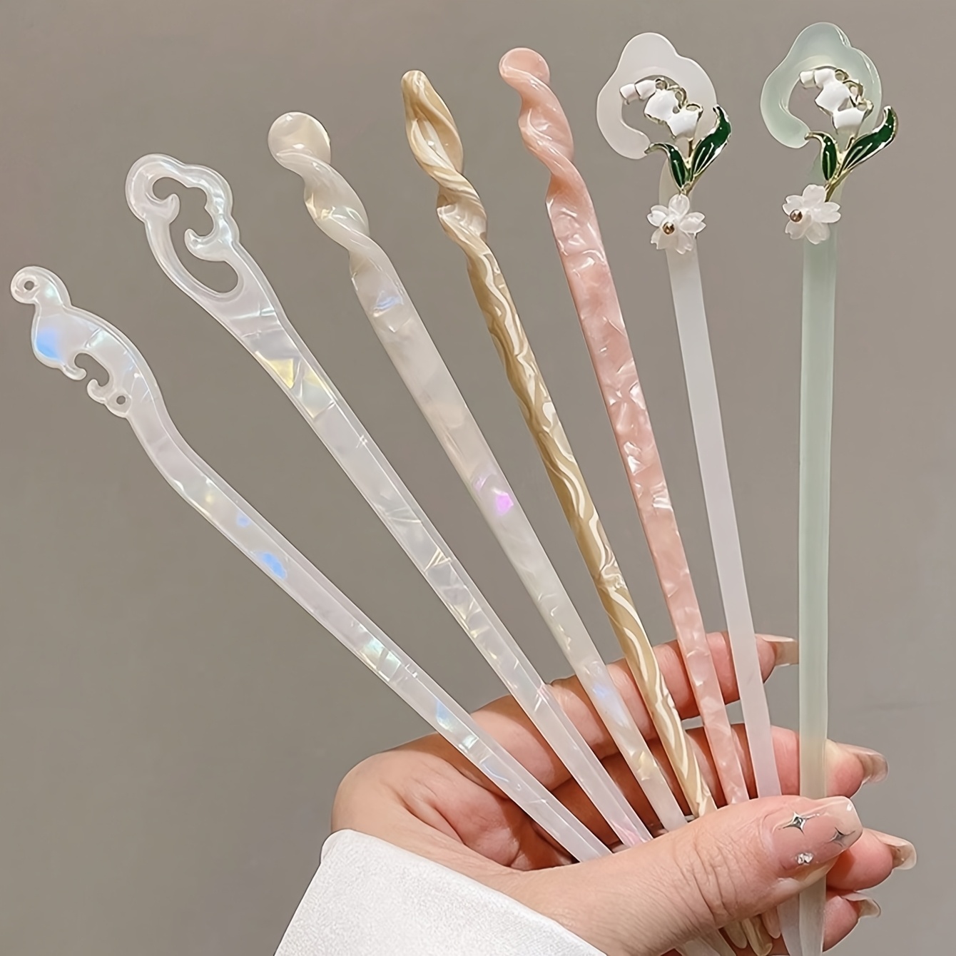7pcs   retro tassel hair sticks for women girls elegant iridescent hairpins with floral   7   for hanfu qipao daily wear party accessories Product details 0