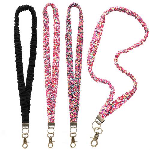 stylish colorful pleated stretchable teacher lanyard with multi function id and phone holder elegant cute necklace strap for teachers nurses s elastic work card lanyard everyday accessory bohemian style secure clasp nurses accessory lanyard