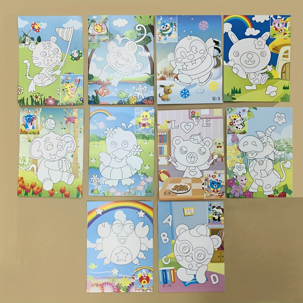 10pcs Children's 3d Stickers, Diy Creative Painting Kit, Fun And Art Set With Cartoon Animal Designs, Perfect For Beginners In Crafts And Art, Ideal For Teaching Students Or Birthday Gifts
