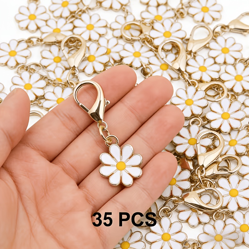 TEMU 35pcs Daisy Flower Decorative Keychains, Cute Ladies' Bag Charms, Fashion Accessories, Elegant And Keyrings, High-quality Decorative Keychains,