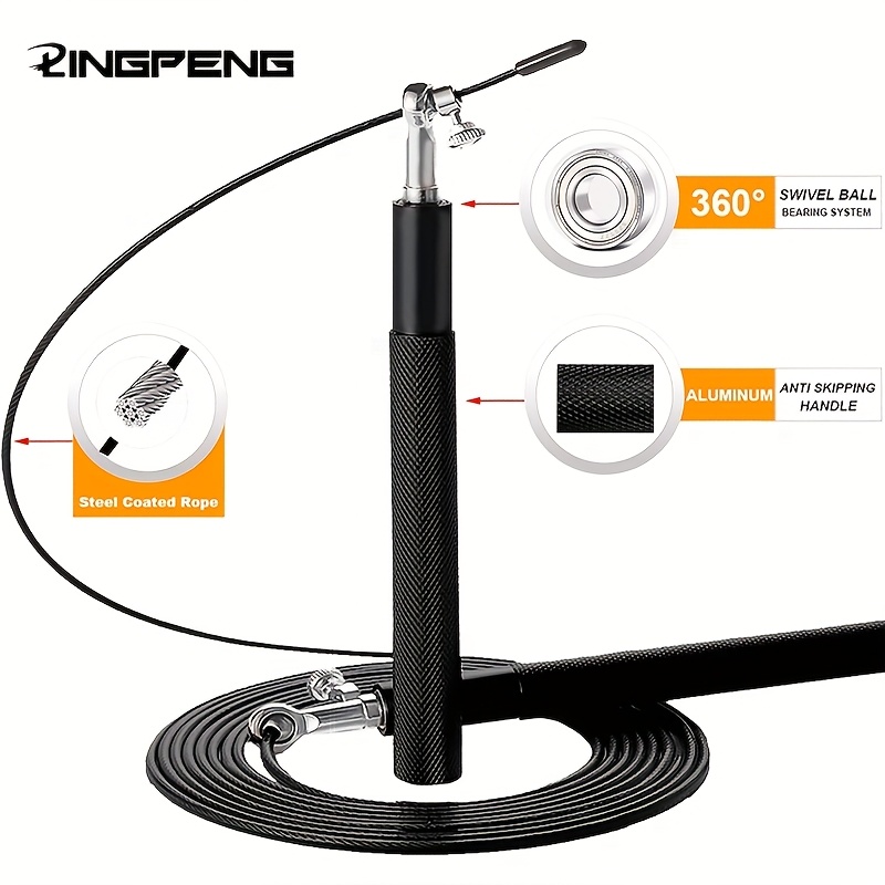 lingpeng Adjustable Jump Rope with 360° Swivel Bearing - Heavy-Duty Aluminum Alloy Rope (No Tangle), Suitable for Home G
