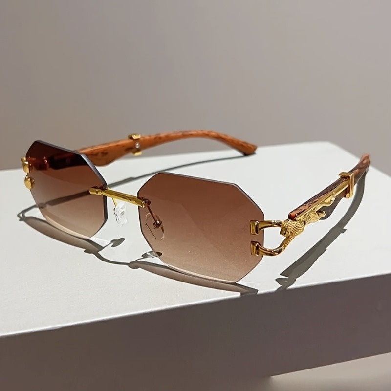 Premium Golden Double Tea Frameless Retro Fashion Women's Eyeglasses