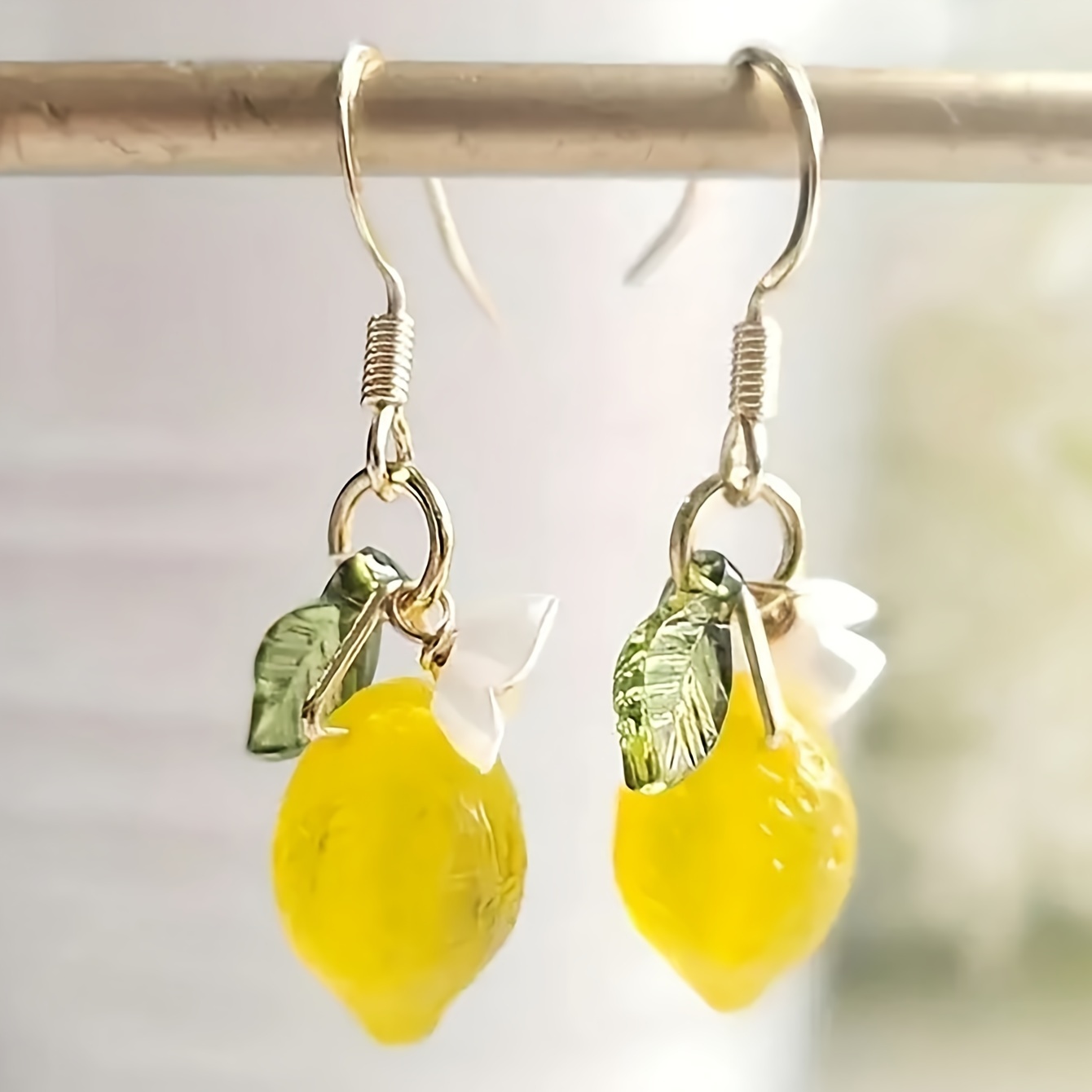 

Acrylic Lemon Flower Earrings, Chinese Style, Creative Dangle Earrings, Women' Jewelry, , Alloy Ear Hook, Wear