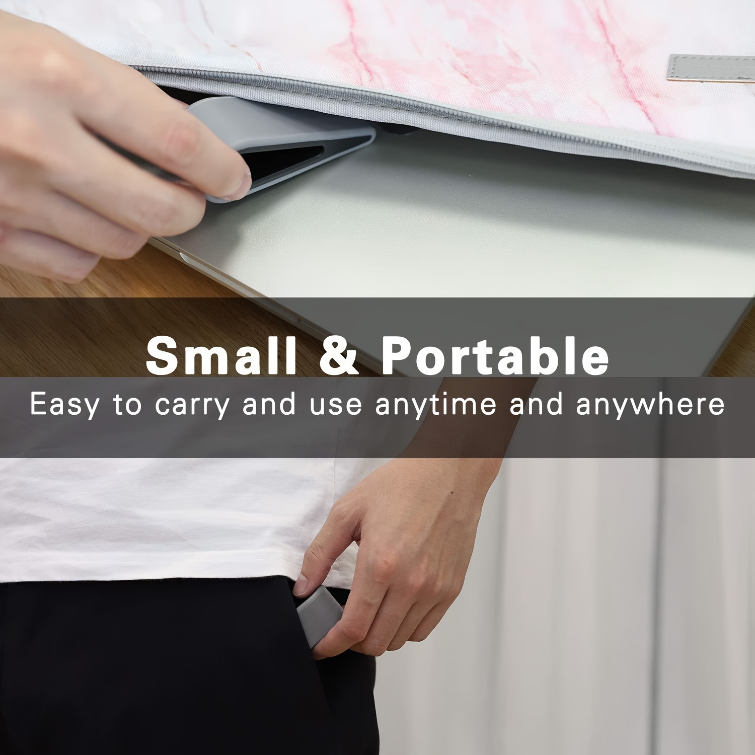 2pcs laptop tablet stand anti slip silicone adjustable   wedge riser compact ventilated design for ergonomic   portable   feet for notebook keyboard 4