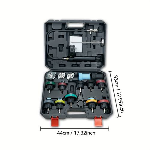 radiator pressure tester kit 18pcs automotive water tank manual pump pressure test tool and adapters cooling system leak down detection for cars motorcycles trucks