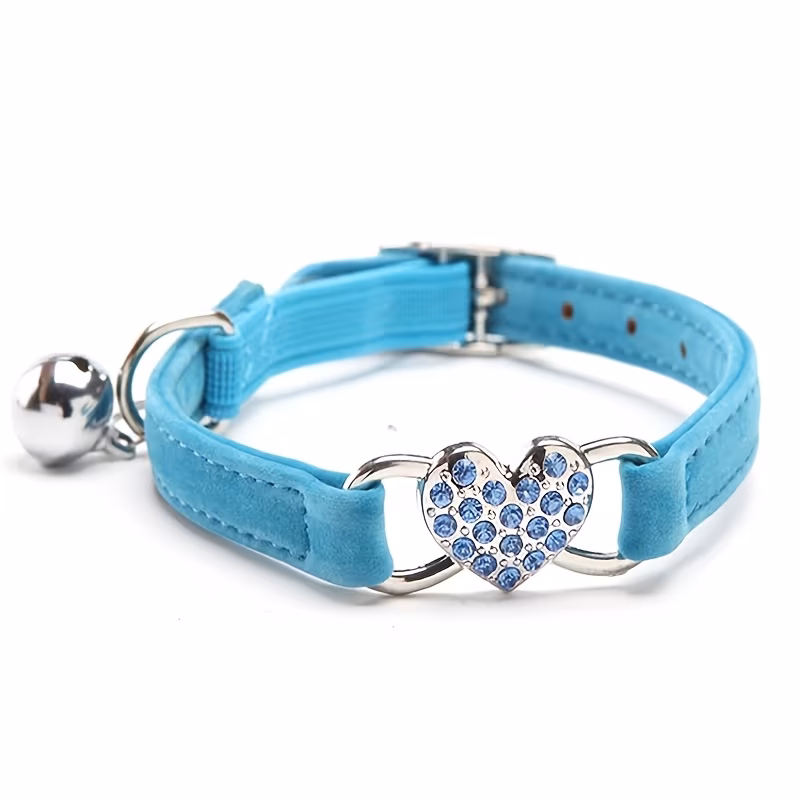 pet collar with heart and flocked cat collar with necklace cat collar Product details 4