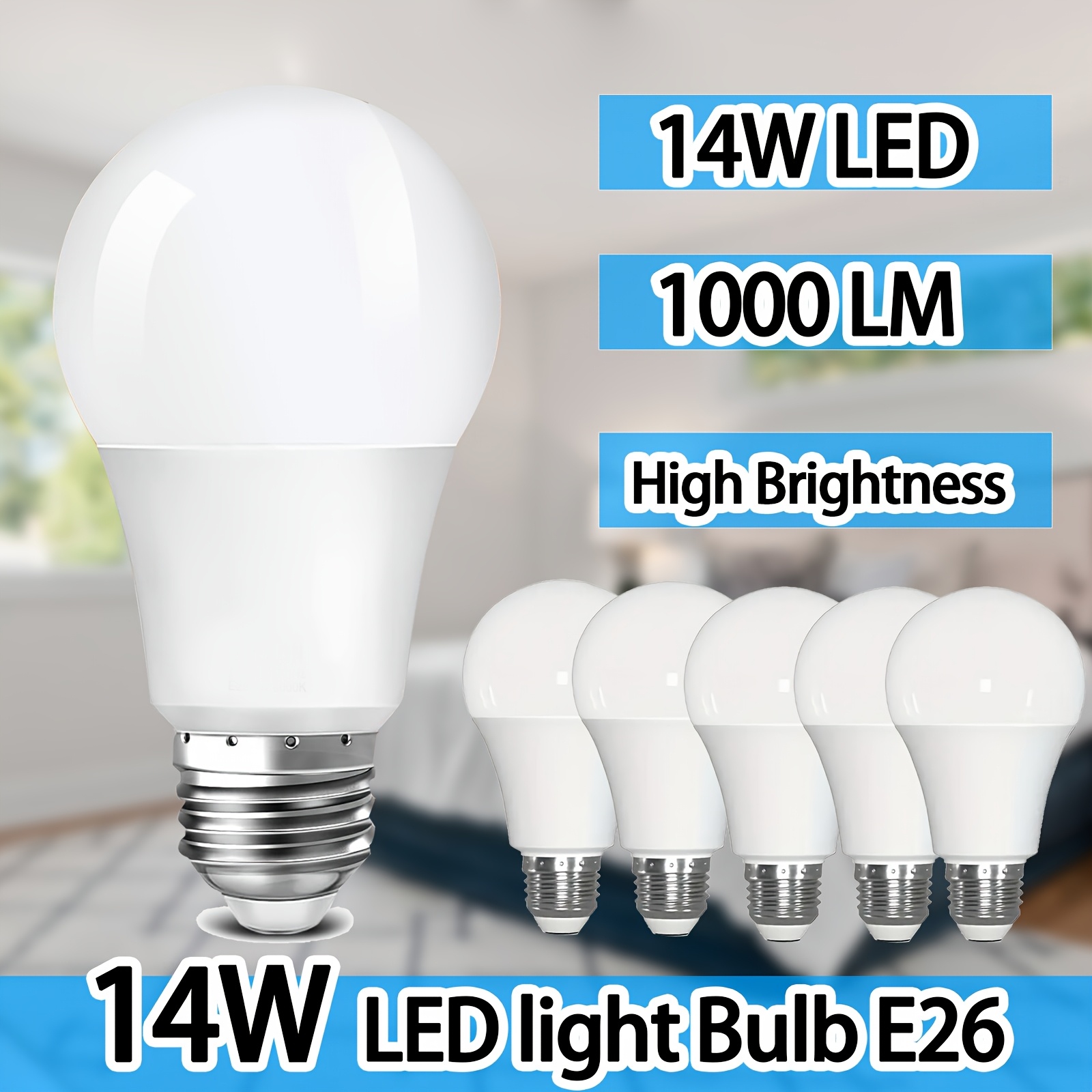 

Led Bulb E26 Standard Base, 4/6/10pcs 14w Daylight White/warm A19 Bulb 100w , Non-dimmable, Energy Saving Screw Bulb, Suitable For Home Bedroom Room Office Bulb