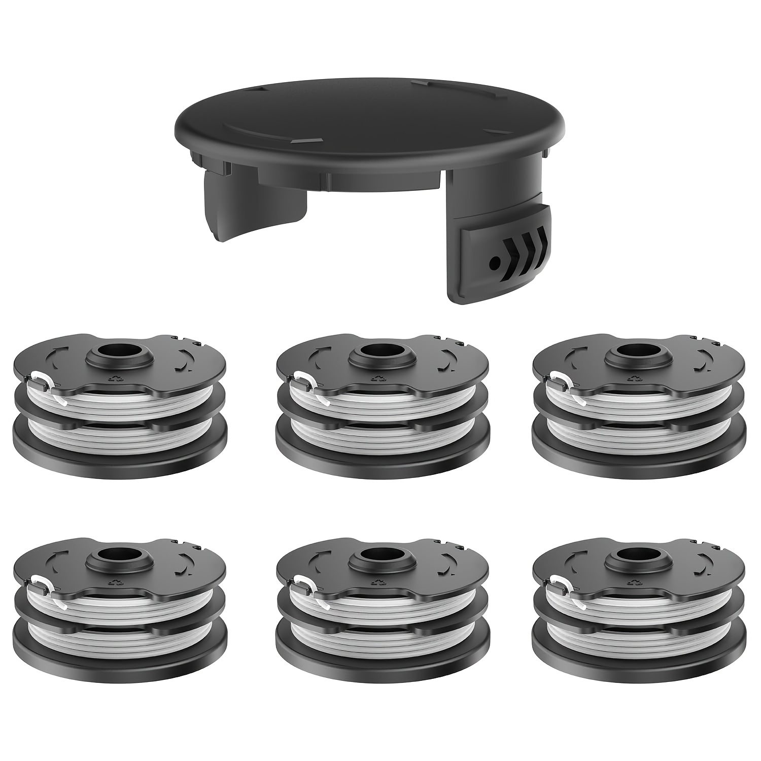 Parkside Compatible Trimmer Spool & Cover Kit - 6 Durable Thread Spools + Protective Cover, Fits Prta 20-li Series & Prt Models