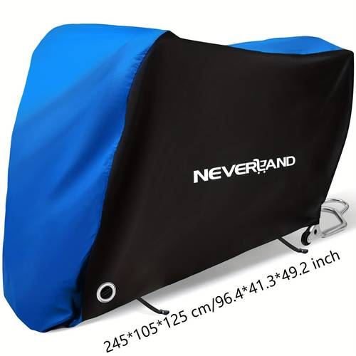 all weather motorcycle cover durable 190t polyester waterproof uv resistant blue with black sides xl size 245x105x125cm for indoor fit with safety lock holes windproof buckles secure motorcycle storage gradient uv resistant material motorcycle cover waterproof outdoor
