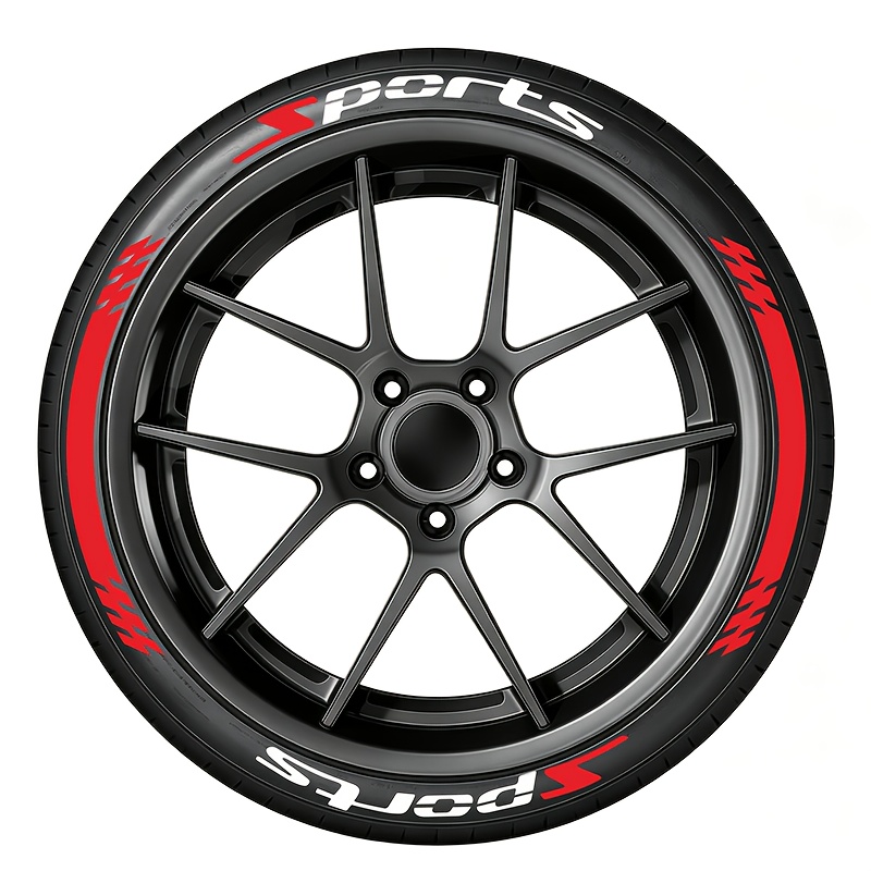 TEMU 16pcs Set Of 4pcs Tire Sports Style Car Wheel Shaped Waterproof Durable Letter Car Tire Decoration Additions Stickers Vinyl Decals, Waterproof