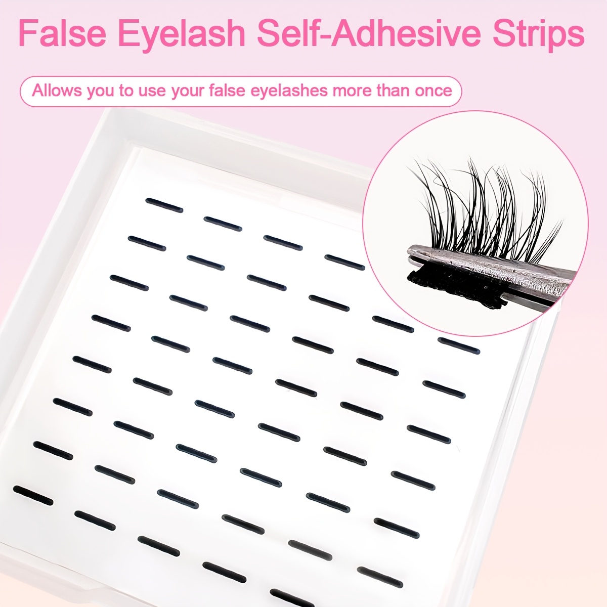 Image of 144-strip Reusable Self-adhesive Eyelash Adhesive Strips - Waterproof And Sweatproof, Natural Look | No Needed, Includes Travel-friendly Storage Case For Easy Application