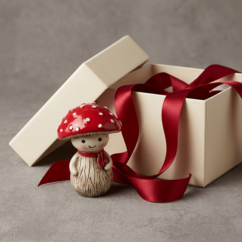 TEMU Mushroom Elf Figurine - Resin Decor With Miniature Mushroom Suitable For Indoor/outdoor Garden, Lawn, Flower Pot Decoration - Christmas,