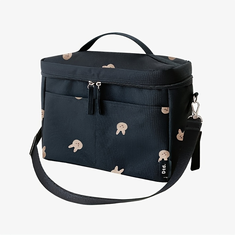 adorable embroidery diaper bag for moms dads stylish travel cooler bag with stroller long shoulder straps durable polyester mixed colors bag for mom
