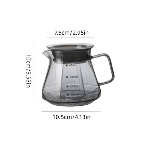 1pc smoke gray coffee pot high borosilicate glass minimalist thickened office multi size with scale home pour over coffee pot cloud coffee pot pot beak design for clean water and smooth flow octagonal