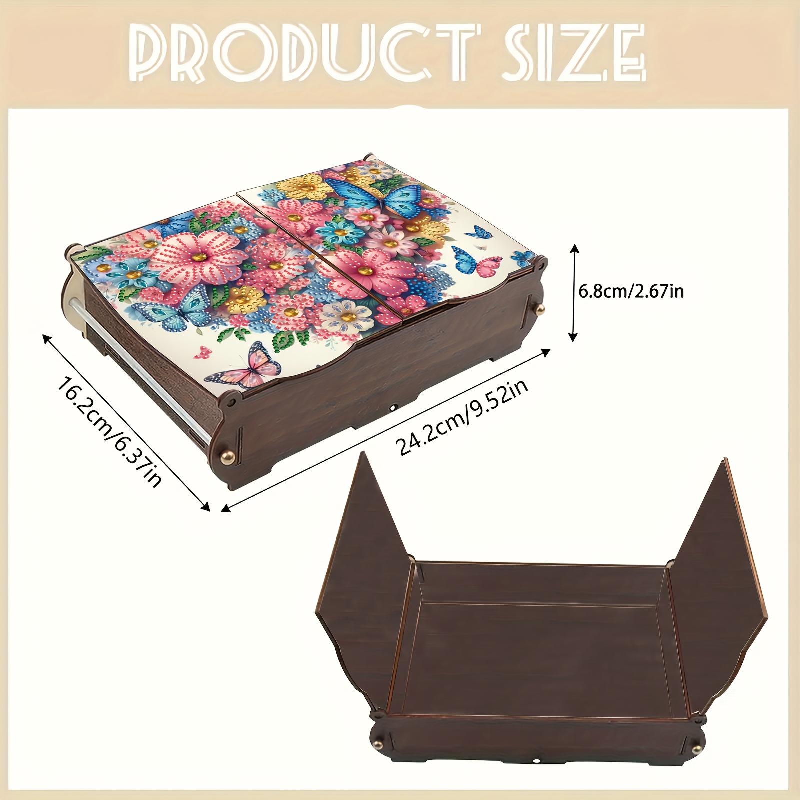 Heart-Shaped Butterfly & Flower Rhinestone Art Box Kit