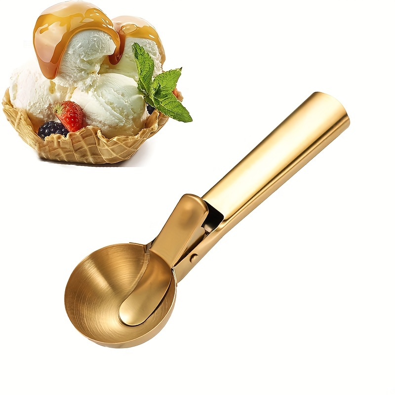 

Golden Stainless Steel Ice Cream , Dual-use, Serving And Digging, Ideal For Home And Restaurant Use, Kitchen Utensil And Tool, Professional Equipment