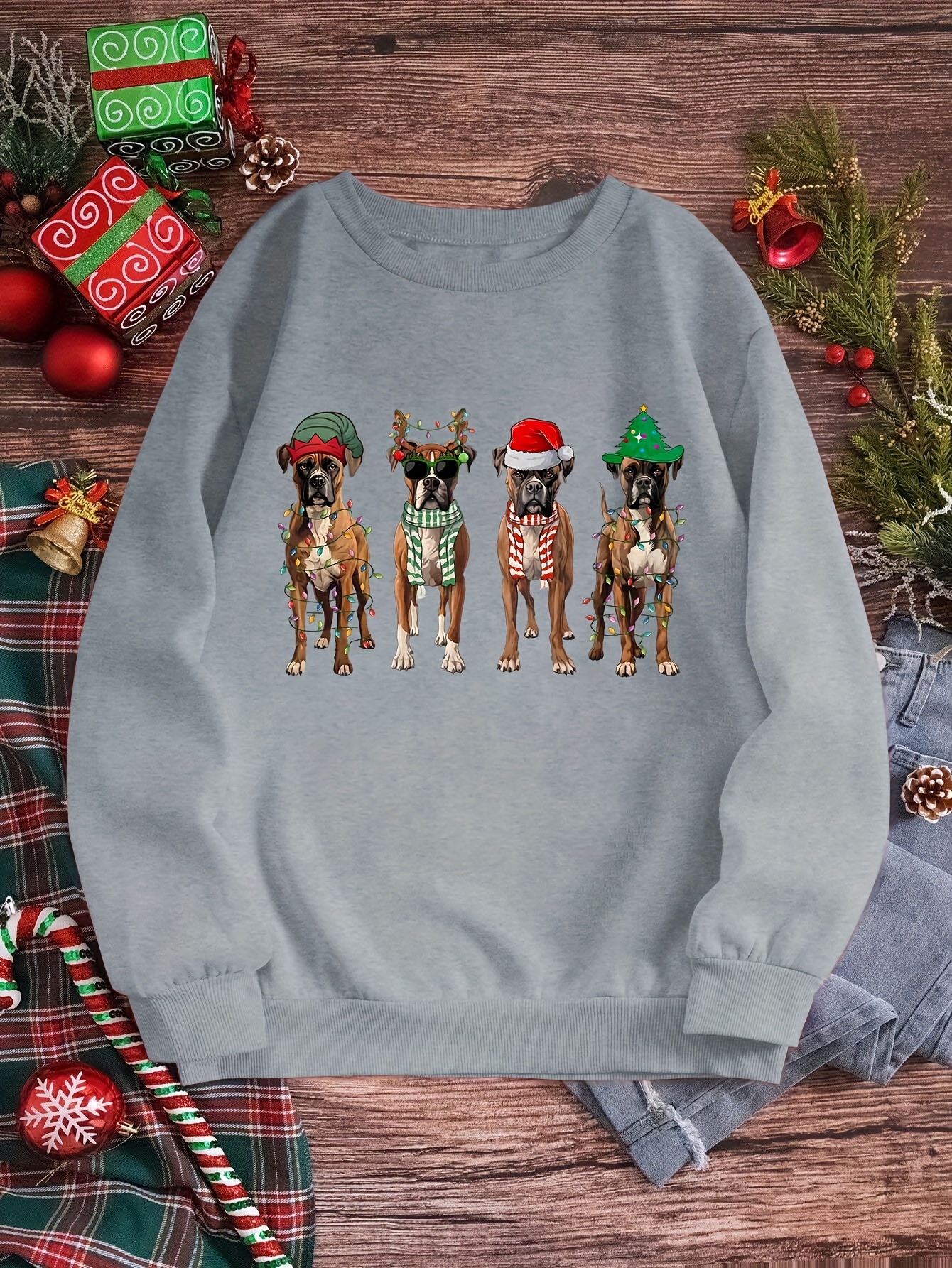 sudadera estampado perro navideño sudadera casual cuello Temu