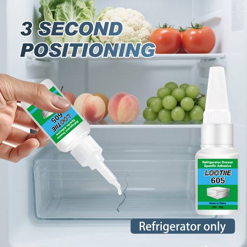 20g Refrigerator Repair Glue - Fast Drying Strong Adhesive for Drawers, Brackets, Seals & Glass Doors - Low Temp with Nozzle - Transparent