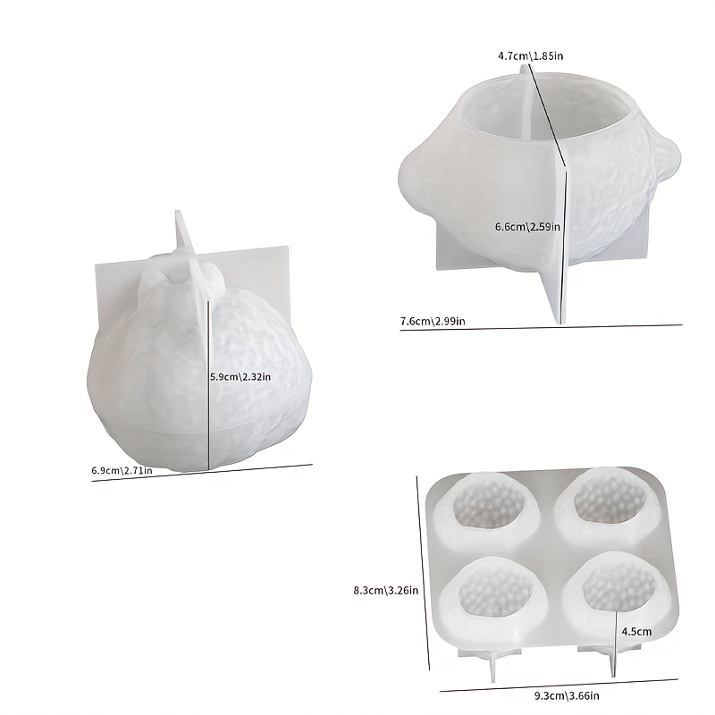 E-shop Tonform-Set, 3-teilig, Kerzenformen in Erdbeer-, Zitronen- Zitrusfruchtform für die Atmosphärendekoration auf dem Schreibtisch zu Hause,