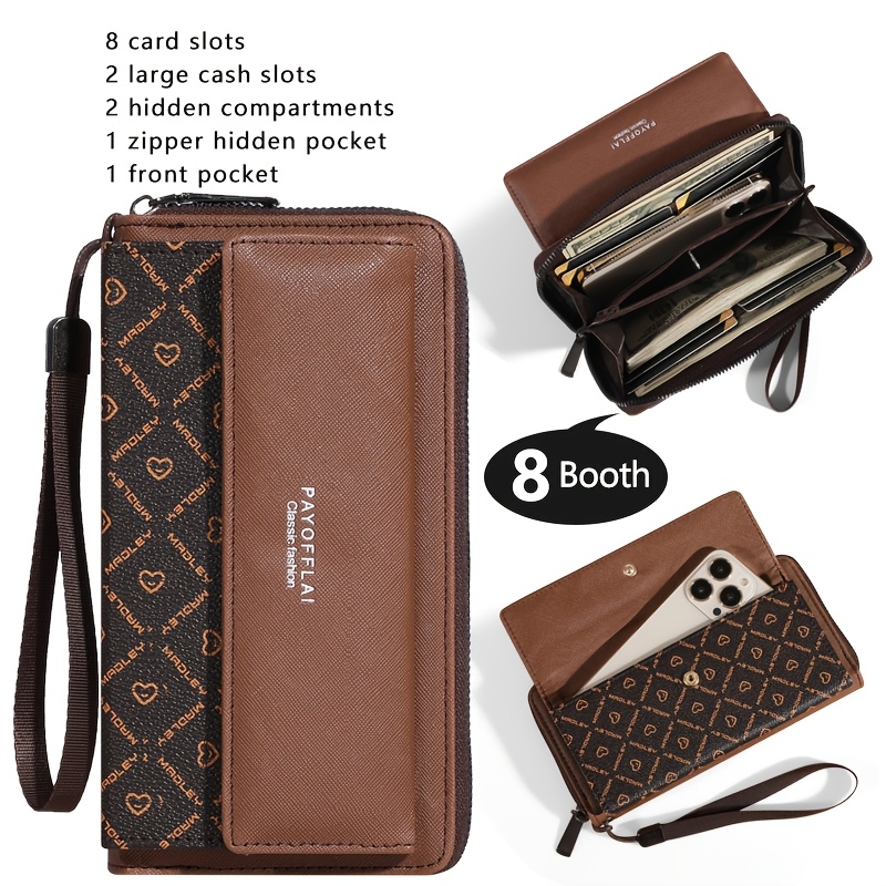 

1pc Vintage Style Women's Leather Wallet With - Dual-layer Clasp Closure, Zipper Card Slots, Photo Pocket, Nylon , Random