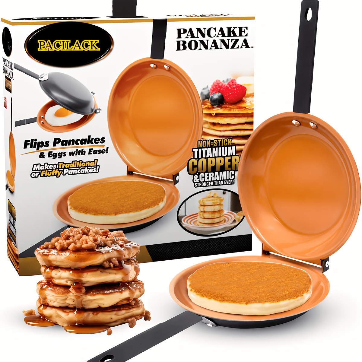 TEMU Double-sided Pan, Pancake Pan, Omelette Pan, The Maker - Nonstick Iron Easy To , Frying Pan For Fluffy Pancakes, Omelets, Frittatas & More,