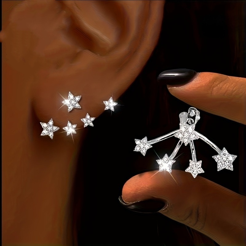 TEMU High-quality 5 Earrings, Suitable For Men And Women, Hip Hop, Fashionable, Trendy, Versatile, Hypoallergenic, Holiday And Anniversary Gift
