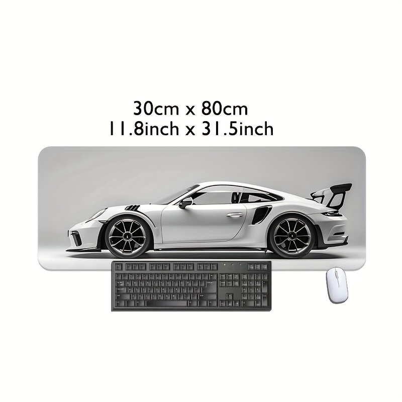 TEMU Tapis de Souris Sportif Cool Blanc - Art - Grand Tapis de Bureau Gaming Antidérapant en Caoutchouc 90x40cm - Tapis pour d'Ordinateur Portable -