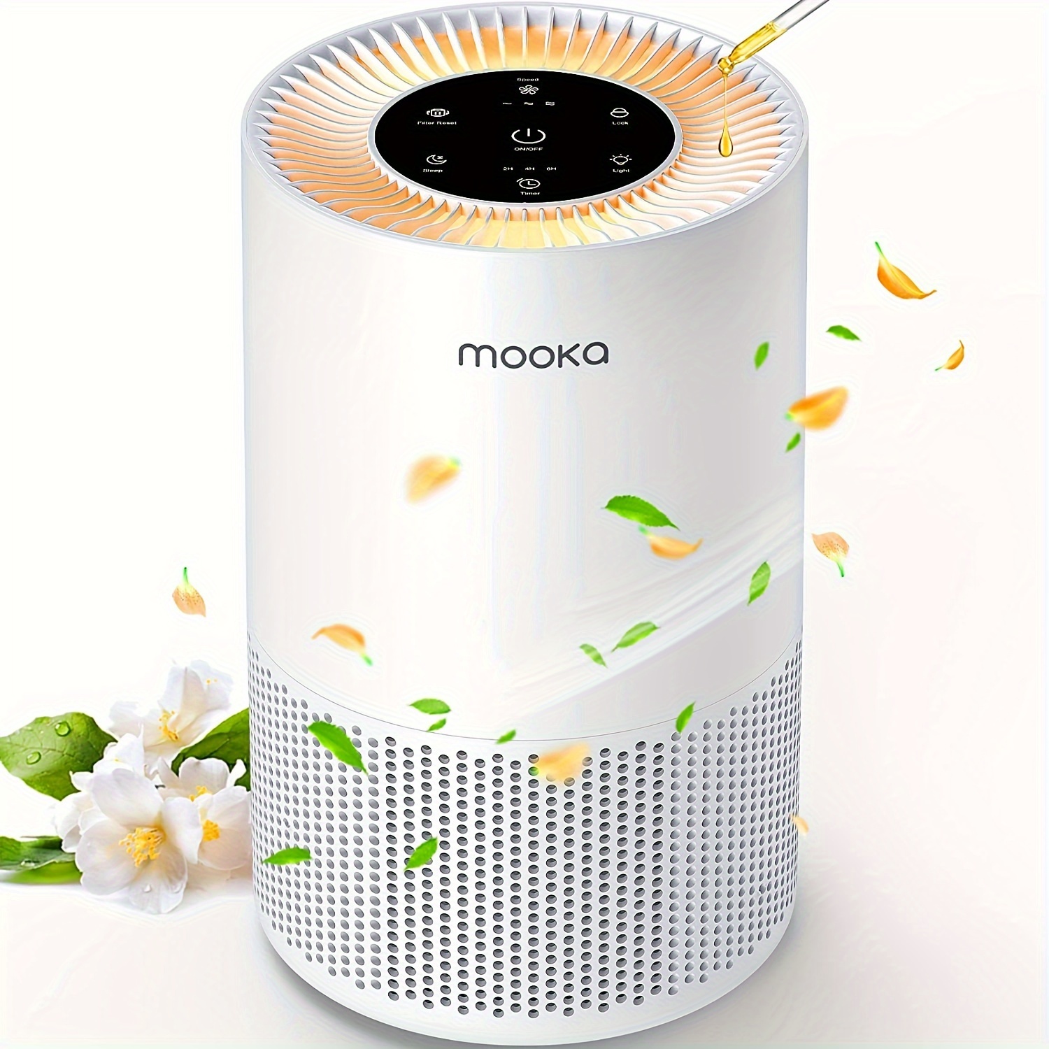 

Air Purifiers For Home Large Rooms Up To 1200ft², Mooka H13 True Hepa For Bedroom Pets With Fragrance Sponge, Timer, Air Filter Cleaner For Dust, Odor, Dander, Pollen (white)
