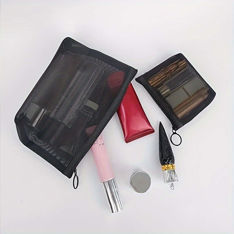 3pcs, Mesh Cosmetic Bag, Mesh Storage Bag, Pencil Pouch