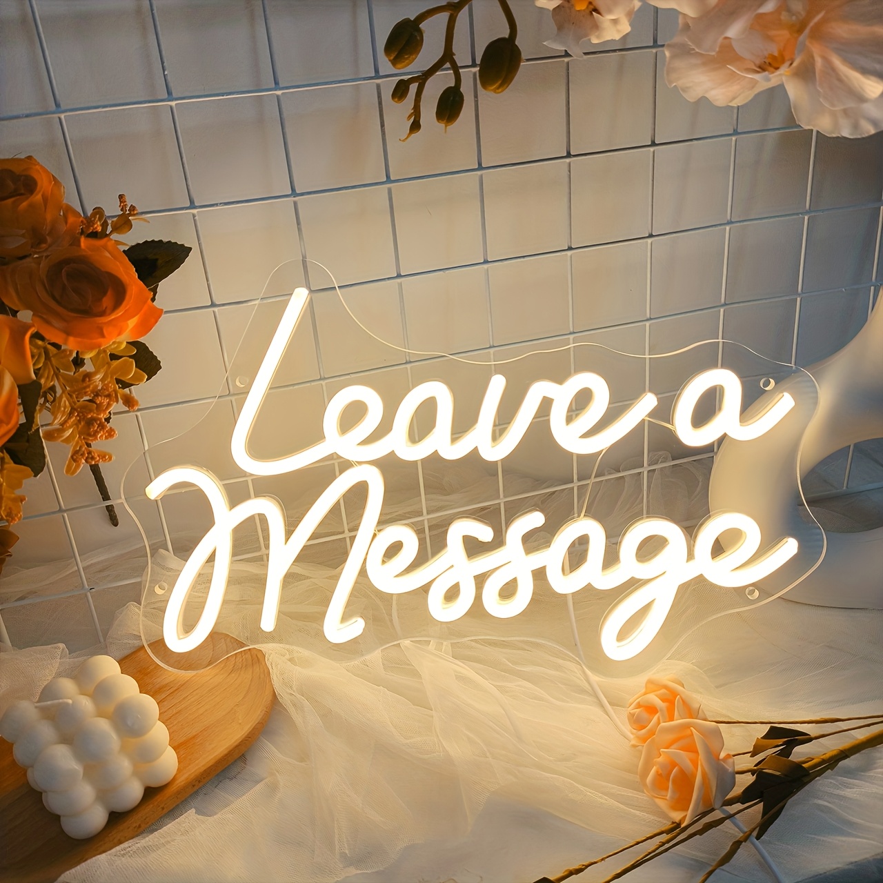 Liuyang Adjustable Brightness Neon Sign - "leave A Message" Wall Decor With Push Button Control, Usb-powered Acrylic Guestbook For Weddings, Birthdays, Anniversaries