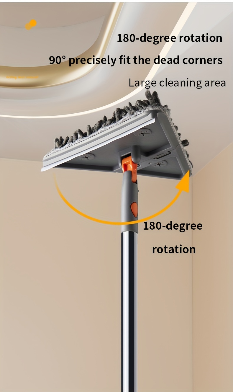 multi functional wall wiping tool ceiling cleaning   foldable mop dusting cleaner for wall ceiling baseboard window floor cleaning with extendable pole 35 43 81 5 inches   1 square head 1   mop head 4 microfiber cloths 2   cloths 2 velvet cloths 5 rods no battery required details 9