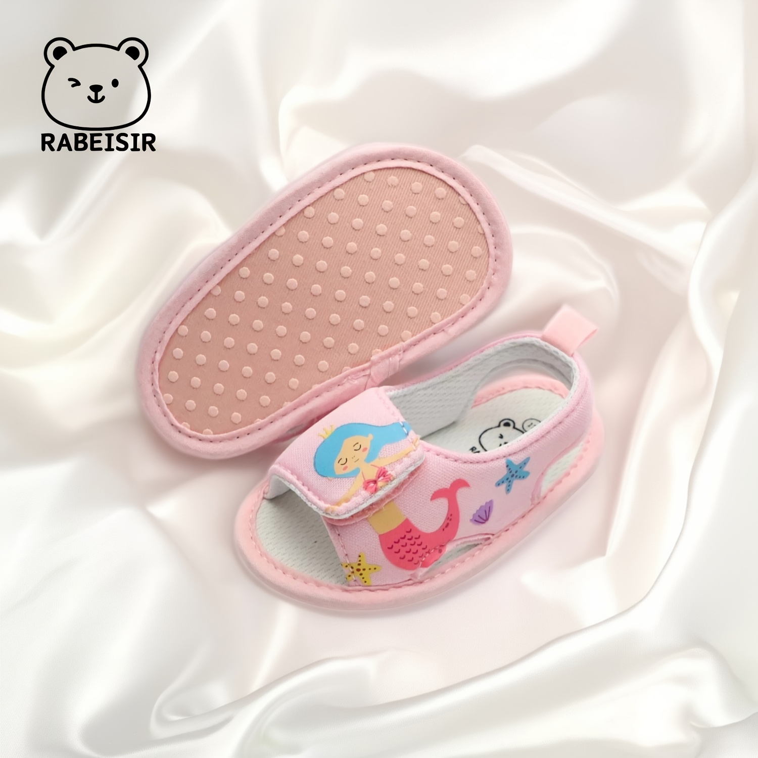 RABEISIR Adorable Mermaid & Watermelon Baby Walker Sandals - Breathable, Non-Slip Soft Sole Shoes with Easy Hook-and-loop Fastener Strap - Perfect for Spring/Summer Daily Wear & Vacation Outfits, Toddler Sandals