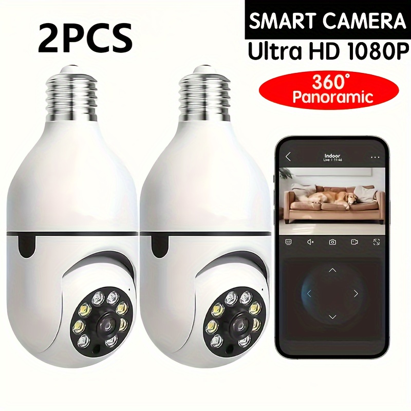 

(2pcs)1080p Wireless , Cameras For 360° Detection, Detection, And Alarm E27