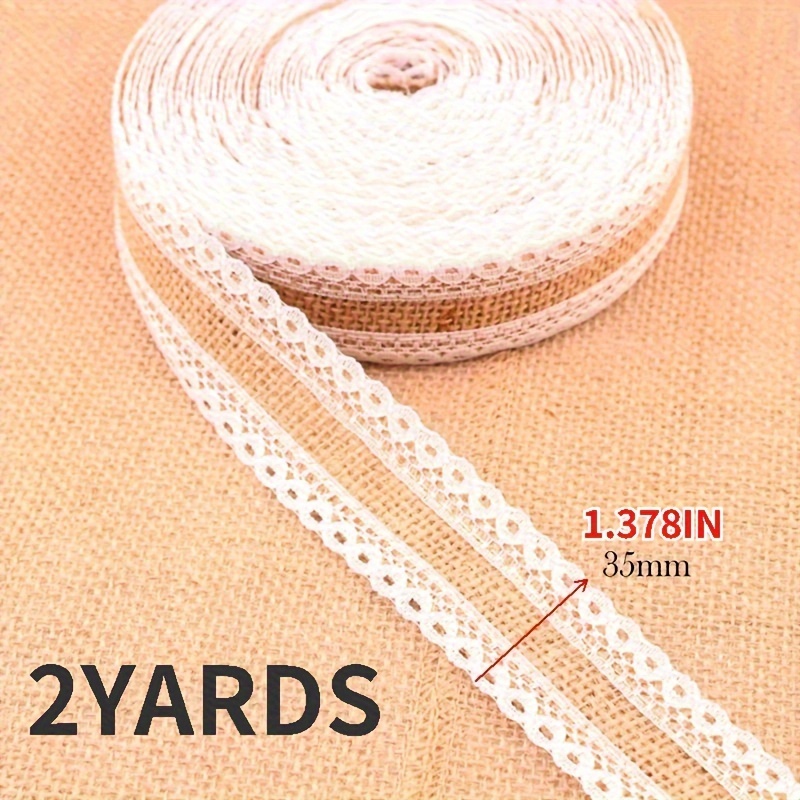 Image of 2 Meters Of 25mm Natural Jute Burlap Ribbon With Lace For Wedding Decorations, Festival Supplies, And Party Crafts