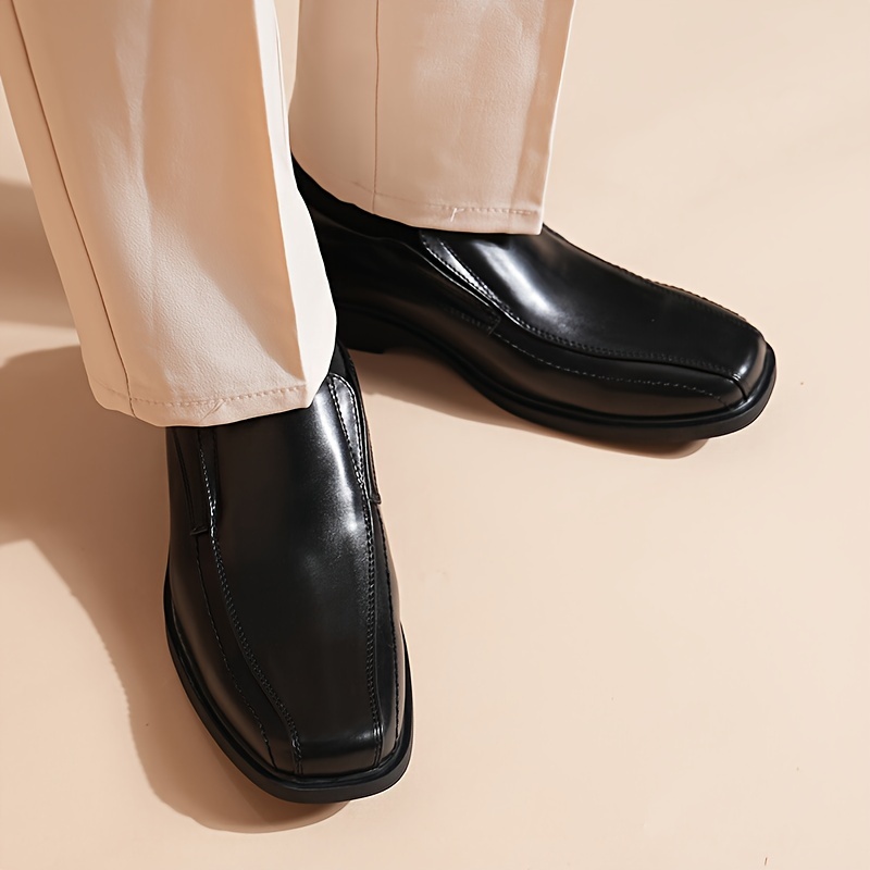 mens square toe dress loafers formal shoes men's Temu