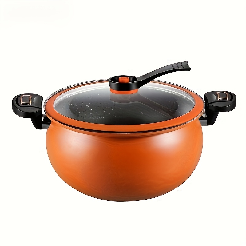 TEMU Large Saucepan With Orange Exterior, Black Interior, And Ergonomic Handle