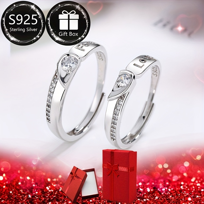 Openwork Love Shape 925 Silver Wedding Ring