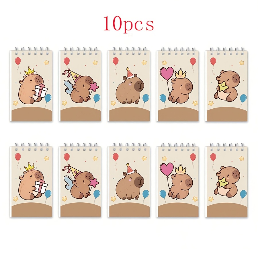 TEMU Cute Capybara A7 Spiral Notebook, Cartoon , Portable And Durable, Smooth Writing, Notebook/party Decoration Mini Memo Book/student Portable Memo