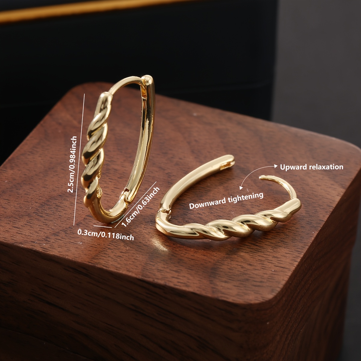 Vintage Twisted Rope Copper Earrings Geometric Oval Studs Nickel Plating