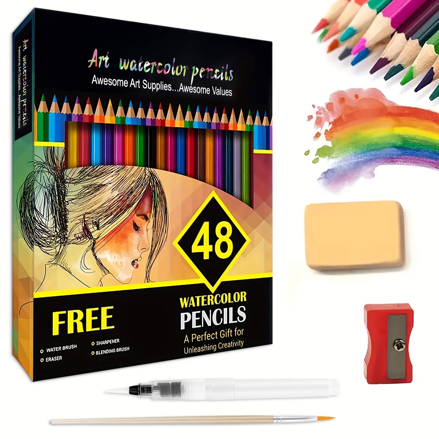 Image of Watercolor Pencils, Set Of 48 Professional Colored Pencils For Adult, Premium Art Supplies For Coloring, Blending And Layering - For Professional Artistic Use